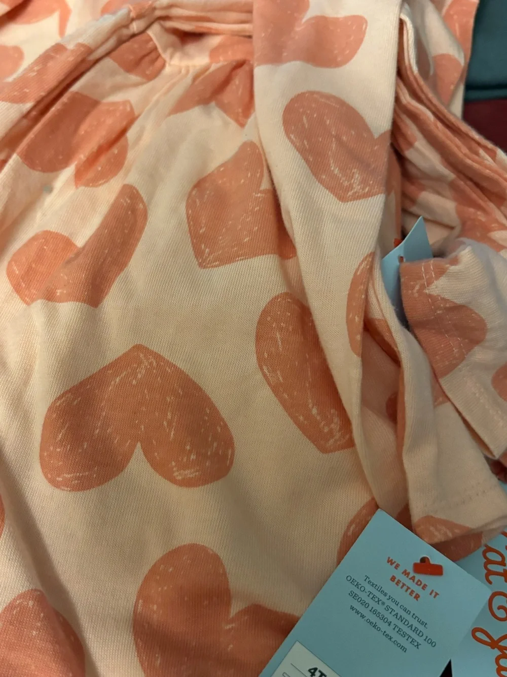 NWT- 4 T  Cat & Jack Girls' Pink Heart Print Long-Sleeve Dress